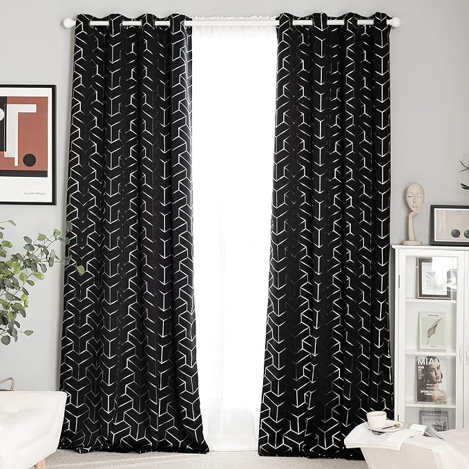 NICETOWN Blackout Curtains for Patio, Foil Printed Geometric Home Decoration by NICETOWN