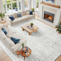 10x12 Washable Area Rug for Living Room Bedroom: Non-Slip Modern White Gray | by Oriannal