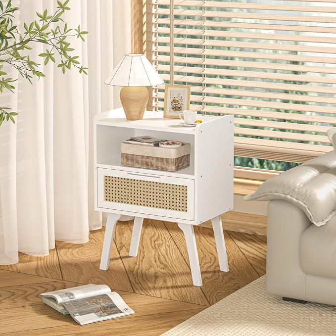 Lerliuo Rattan Nightstand, Bedside Table - Image 7