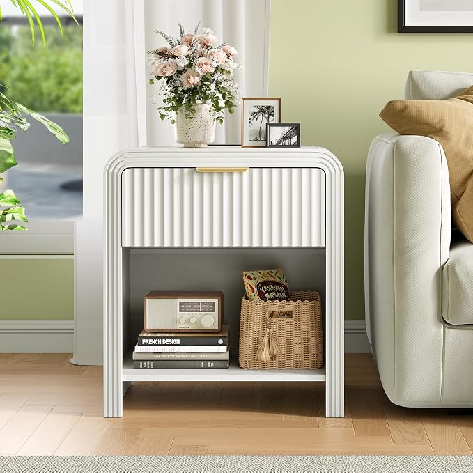 Decofy Fluted 1-Drawer Nightstand Set of 2 - Image 6