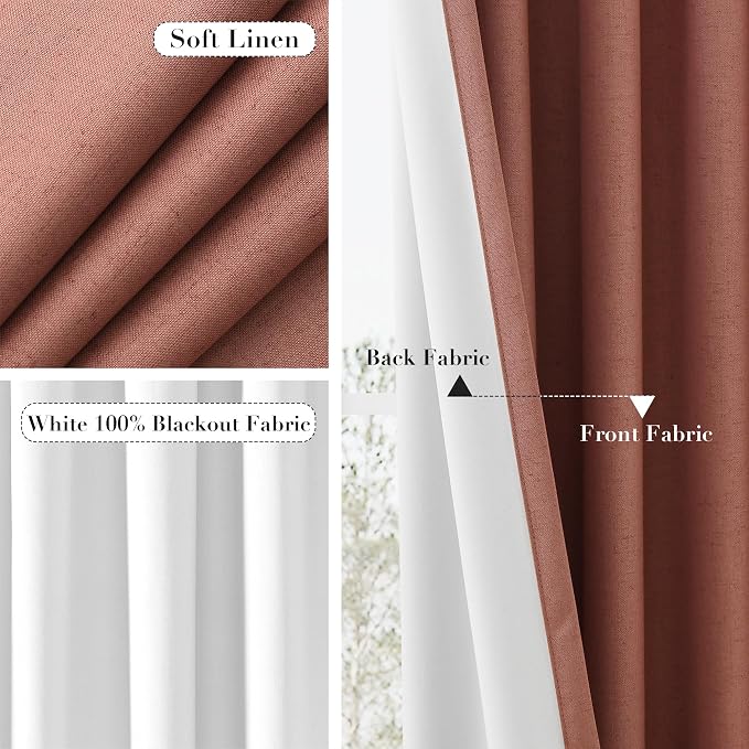 Joywell 100% Blackout Linen Curtains 96 Inches - Image 5