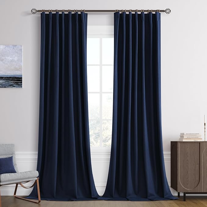 Joywell 100% Blackout Extra Long Linen Curtains 120 Inches Long by Joywell