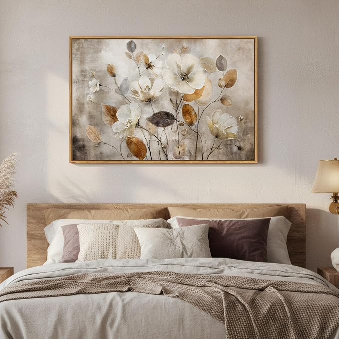 Framed Vintage Neutral Floral Botanical Wall Art - Image 8