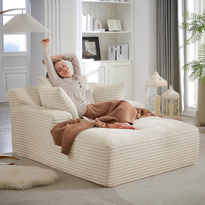 Oversized Chaise Lounge Chair Indoor, Comfy Fluffy Cloud Couch, Modern Deep - Image 6