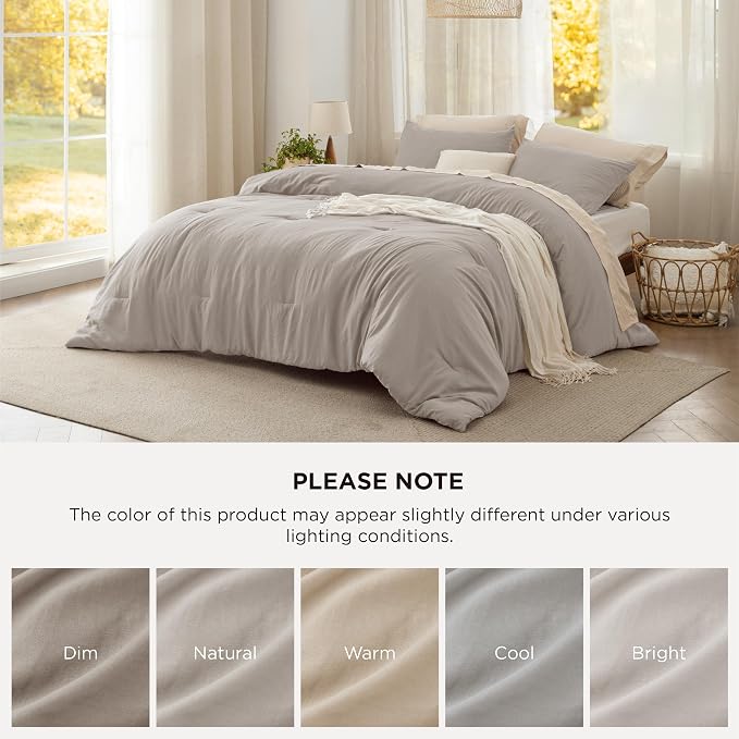 Bedsure Queen Comforter Set, Linen Soft Prewashed Bedding - Image 7