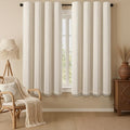 Boho 100% Blackout Curtains 63 Inch 2 Panels Linen Blend Beige | Vintage by Unknown
