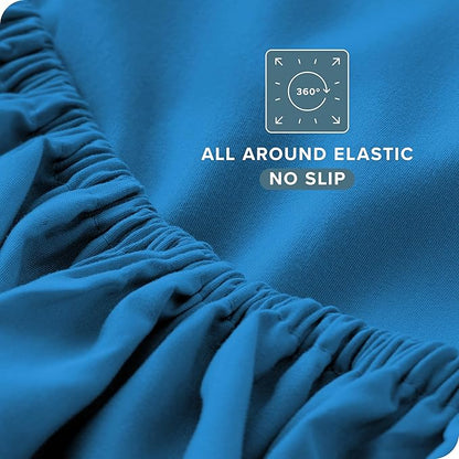 Bare Home Twin Sheet Set - 1800 Ultra-Soft Microfiber Twin Bed Sheets - Double Brushed - Deep Pockets - Easy Fit - Extra Soft - 3 Piece Set - Bedding Sheets & Pillowcases (Twin, Medium Blue)