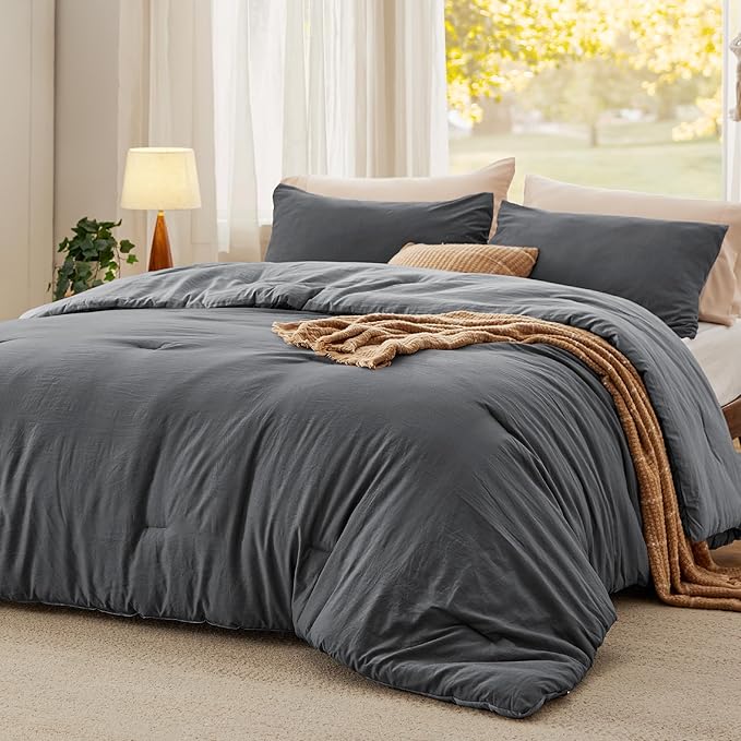Bedsure Queen Comforter Set, Dark Gray Soft Prewashed Bedding by Unknown
