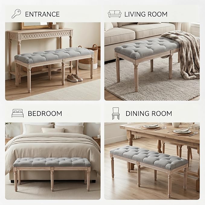 chairus Fabric Upholstered Dining Bench - Image 5