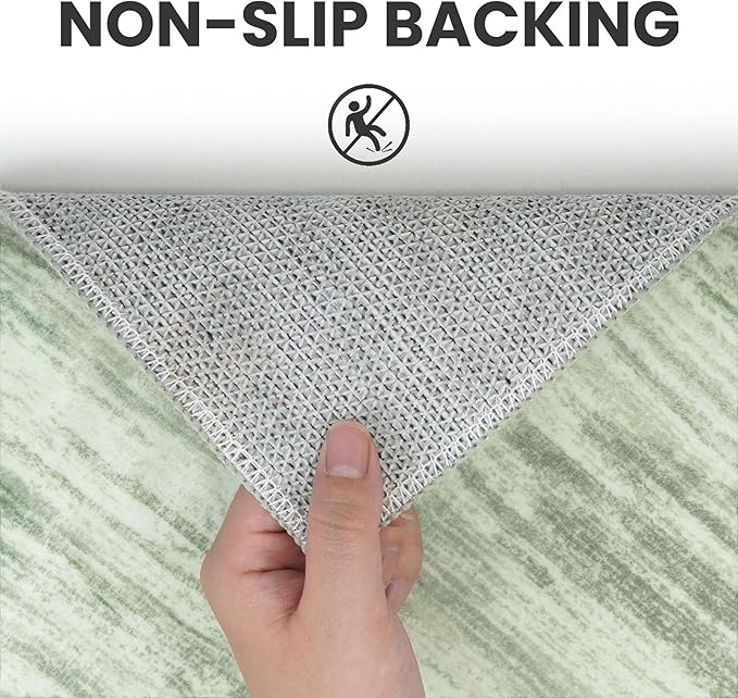 2x3 Modern Abstract Rug for Entryway, Light Sage Green and Ivory Super Soft Small Area Rug, Washable Non-Slip Kitchen Rugs, Low-Pile Mat for Bedside, Indoor Door Mat