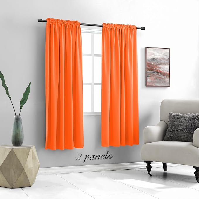 Bright Light Orange Room Darkenging Curtains - Image 2