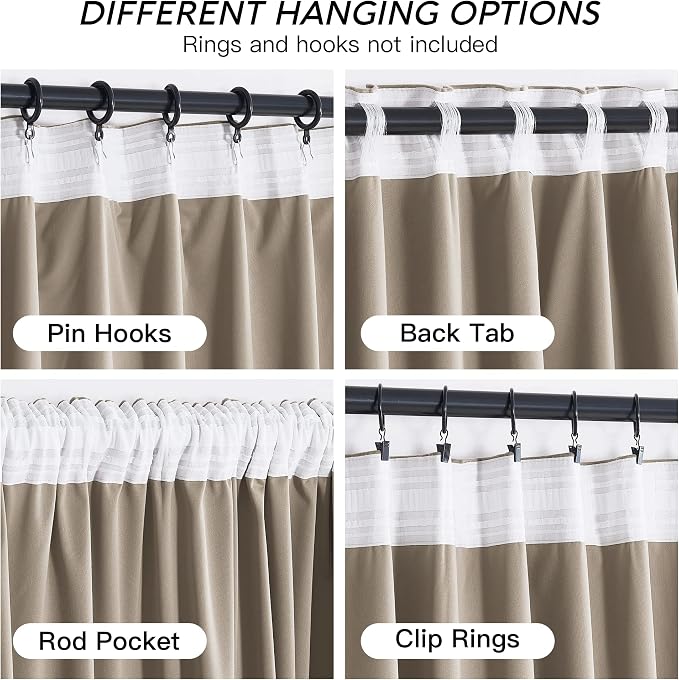 RYB HOME Camel Beige Velvet Curtains 72 inches - Image 2