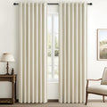 Warm Cream Thick Linen Black Out Curtains 84 Inch Long by QJMYDECO