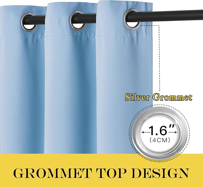 NICETOWN Blue Room Divider Curtains 100 inches Wide Curtains, Grommet Thermal - Image 5