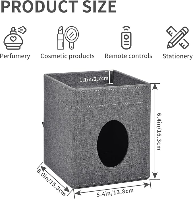 Tissue Box Cover with Storage Tray Square Tissue Box Holder PU Leather Facial - Image 2