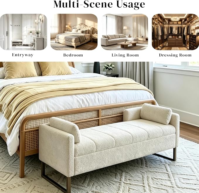 Aoiy & Wifon 63.98" W Storage Ottoman Bench, End of Bed Bench, King Size - Image 8