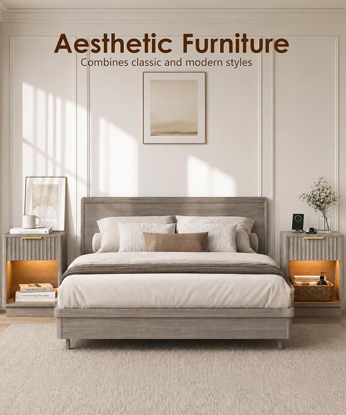 Akxomel Fluted Nightstand Set 2 Bedside Table - Image 4