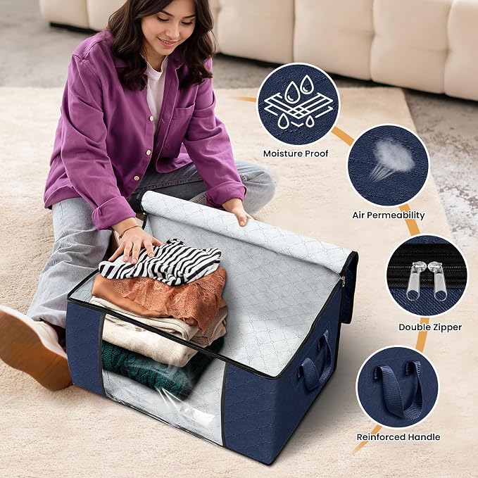 8 Pack Storage Bags for Clothes Blanket Storage Bins - Image 4