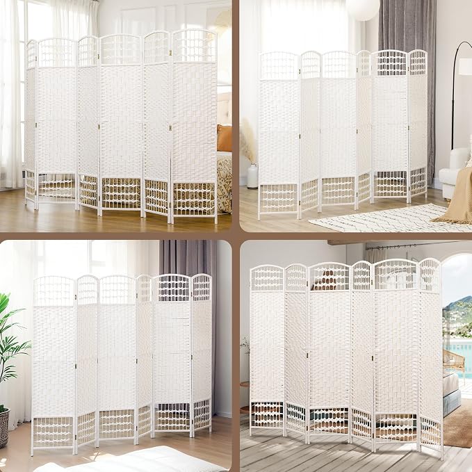 HOMCOM 6 Panel Room Divider, Folding Privacy Screen, Wave Fiber Freestanding - Image 6