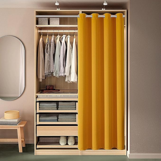 ChrisDowa Blackout Curtains Door Curtain 63 Inch Length Closet Drapes | 42W x - Image 7