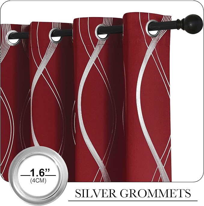NICETOWN Wave Line Blackout Curtains 84 inch Length 2 Panels Set | Noise - Image 3