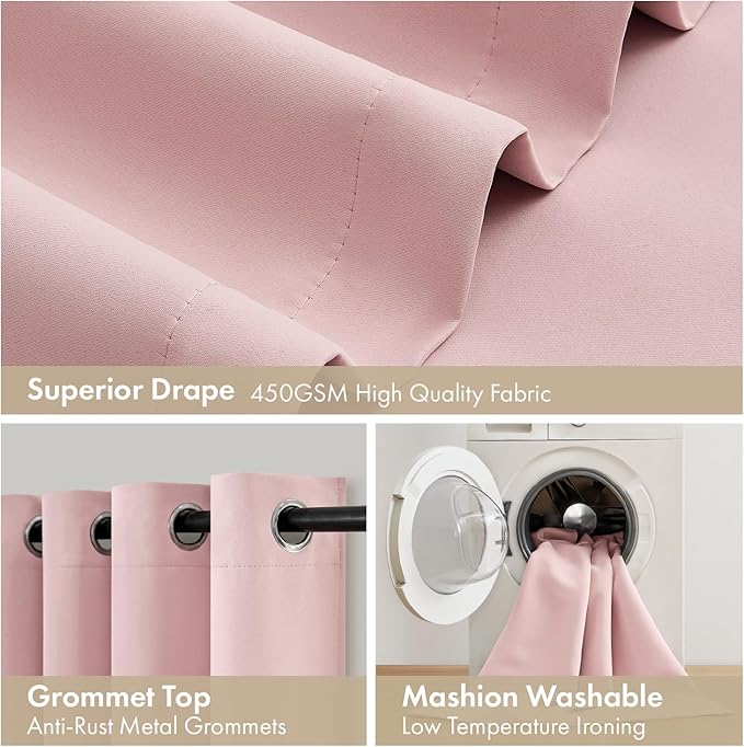 MIULEE Light Pink 100% Blackout Curtains - Image 7