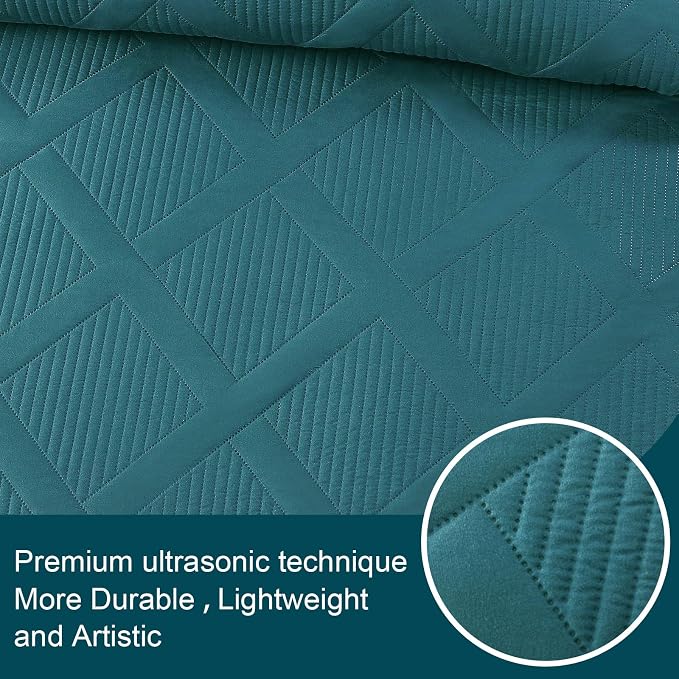 Exclusivo Mezcla Quilt King Size, Teal | Soft Bedspreads - Image 4