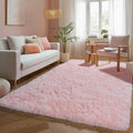 Pink Fluffy Shag Machine Washable Area Rugs by PAGISOFE