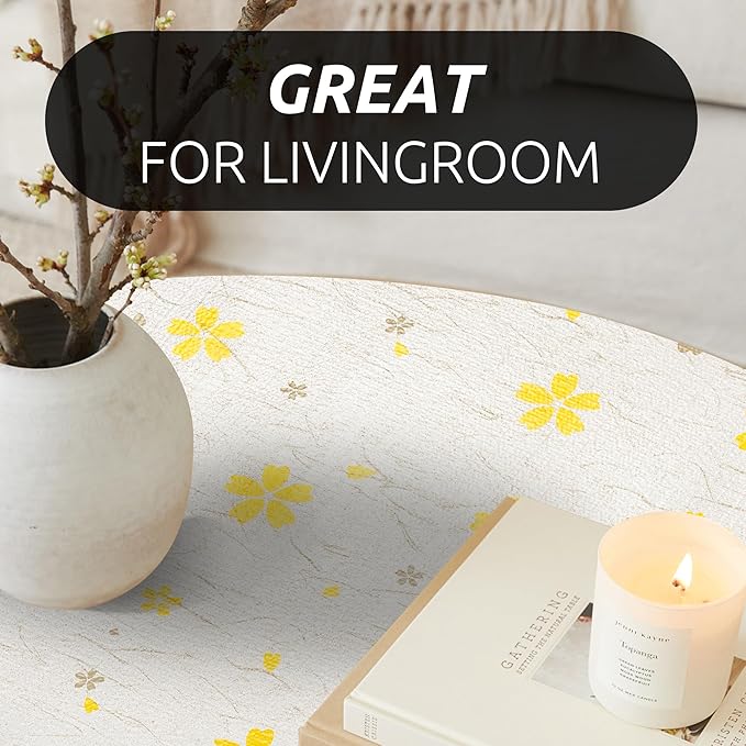 RAY STAR 18X96 Inch Shelf Liner for Kitchen Cabinets, Non-Adhesive Cabinet Liner Washable, PVC Drawer Liner for Dresser Non-Slip Bathroom (Yellow Floral)(1 Roll)