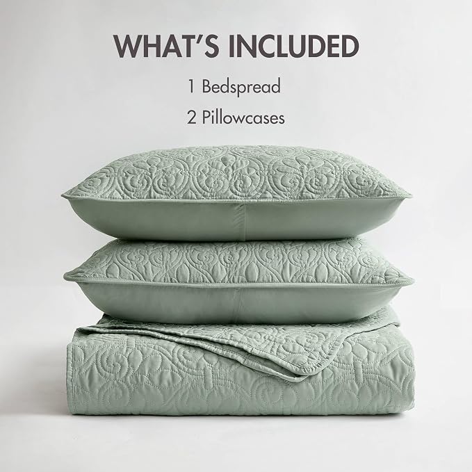 Madison Park Full Quilt Bedding Set, Cottage-Inspired Damask, Classic Stitch - Image 6