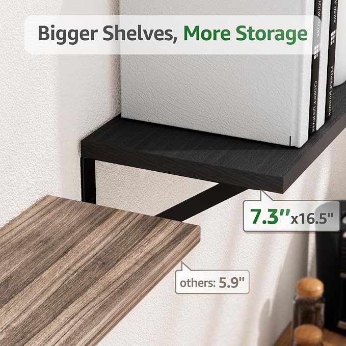 Wall Shelves 7.3" Deep Solid Paulownia Wood | 15mm Thick, Wider & Longer & - Image 3