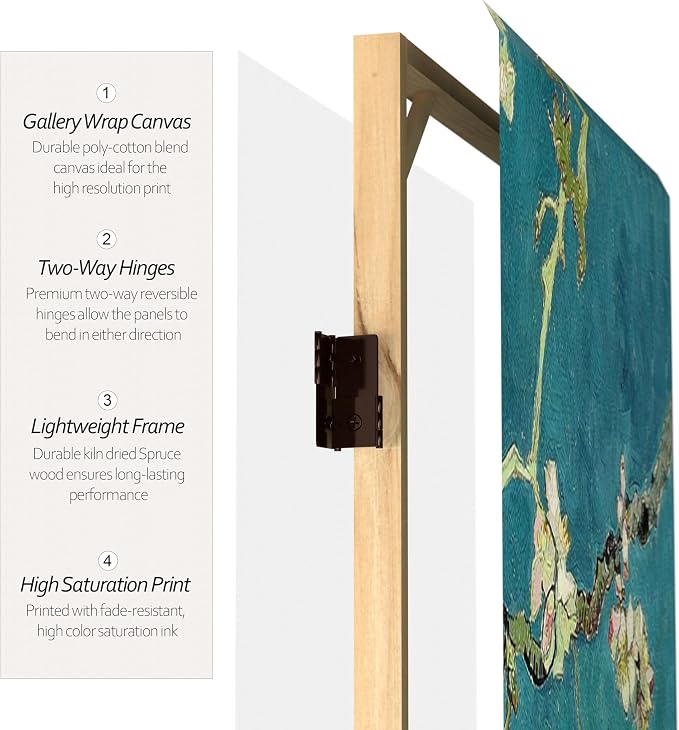 Red Lantern Double Sided Works of Van Gogh Canvas Folding Screen - Image 4