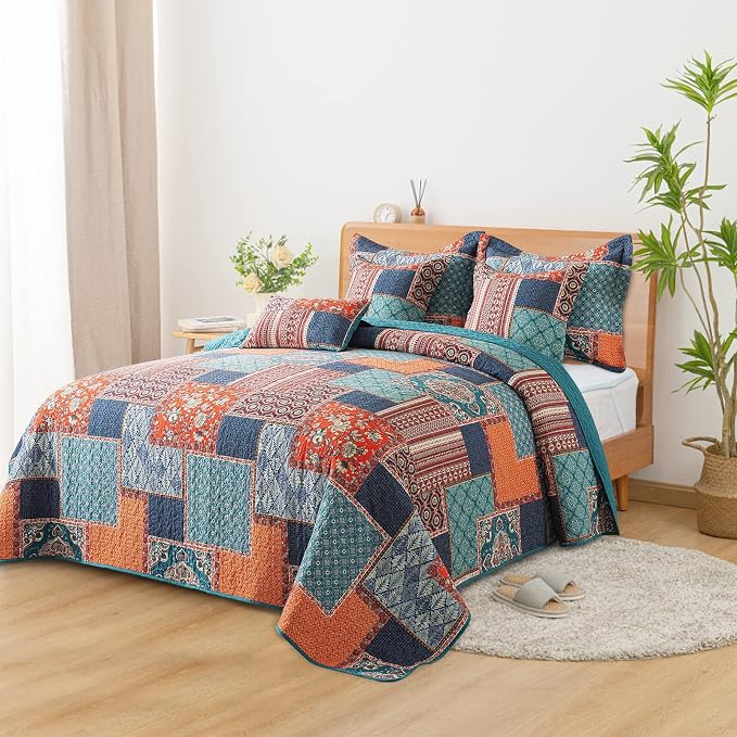 BEDIFANY Farmhouse King Size Quilt Sets, 100% Cotton Cover Bedspread King | - Image 7