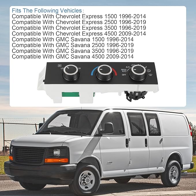 DICMIC Front A/C Heater Climate Control Module Compatible with 1996-2014 Chevrolet Express 1500 GMC Savana 1500 1996-2020 Chevrolet Express 2500 3500 GMC Savana 2500 3500 Replace# 599-217, 15073274