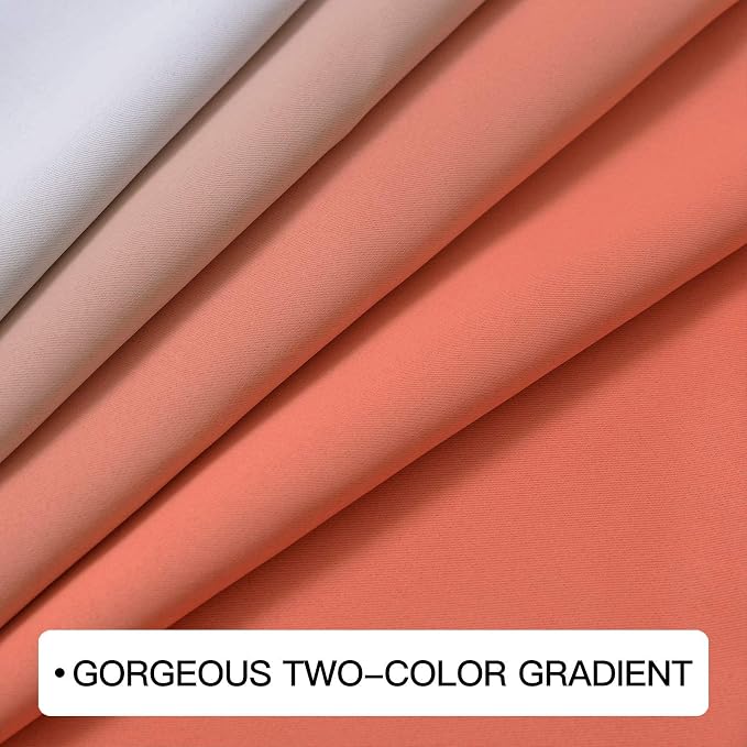 COSVIYA Curtains & Drapes Grommet Ombre Coral Curtains W52 x L63 Inch | - Image 4