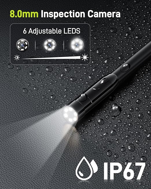 Borescope Inspection with Light, Industrial Endoscope Camera with 4.3” HD Screen, Waterproof Digital Snake Camera, Semi-Rigid Cable Bore Scope for Home Pipe, Engine, Inside Wall, Duct (11.5 FT)