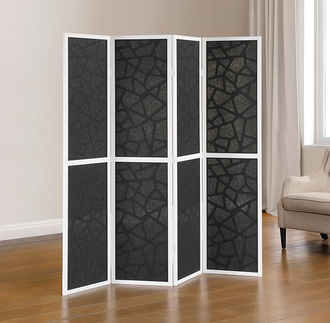 Roundhill Furniture Aurra 4-Panel Wood Room Divider, Folding Portable Partition - Image 2
