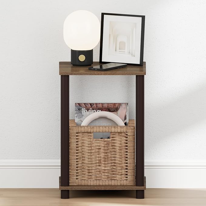 Furinno Turn-N-Tube Night Stand, 2-Tier Open Shelf Design Nightstand, Toolless - Image 6