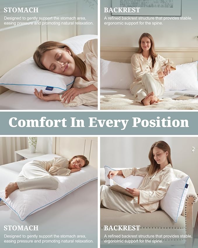 YZ HOME Long Body Pillow for Adults, Firm Body Pillow Shredded Memory Foam | - Image 5