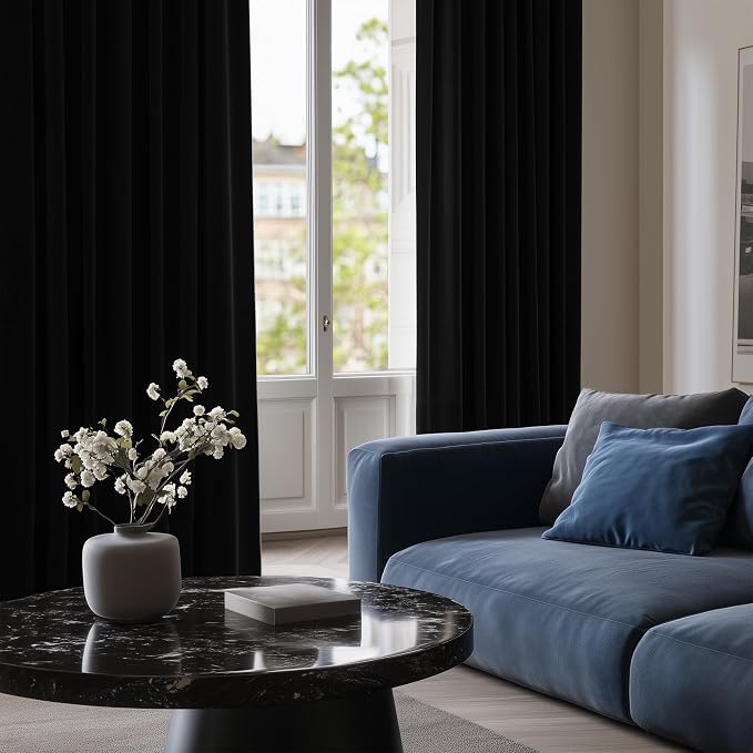 Deconovo Blackout Curtains for Bedroom and Living Room 72 Inches Long | Black - Image 6