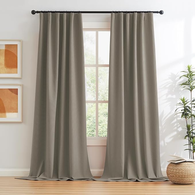 Taupe Blackout Curtains for Small Windows 100% Privacy Assured Thermal - Image 2