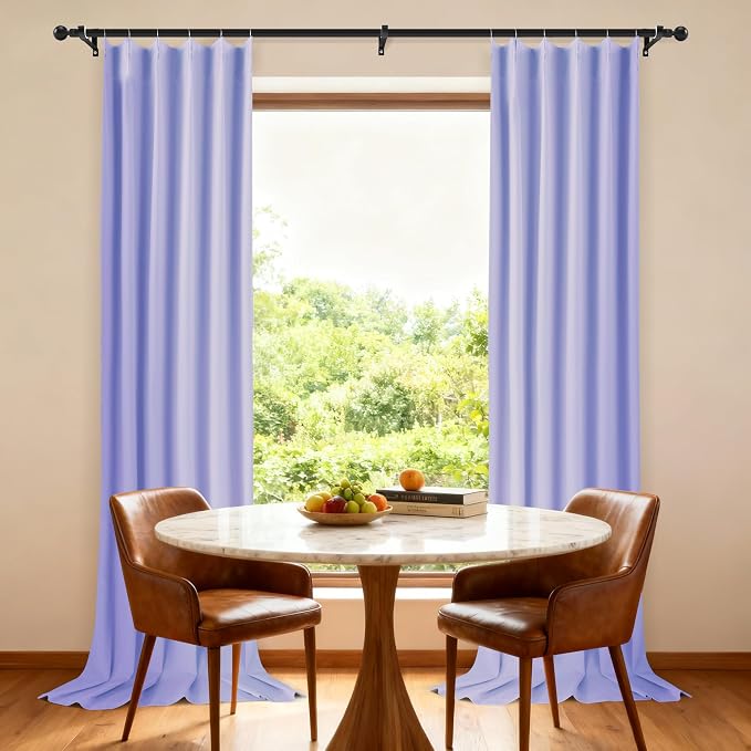 Etherealveil Lavender Purple Pinch Pleated Blackout Curtains 2P 40"x102" | Back - Image 2