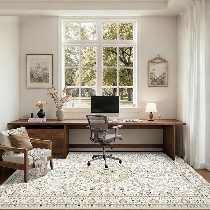 5x7 Area Rugs Living Room: Washable Vintage Rug - Image 9