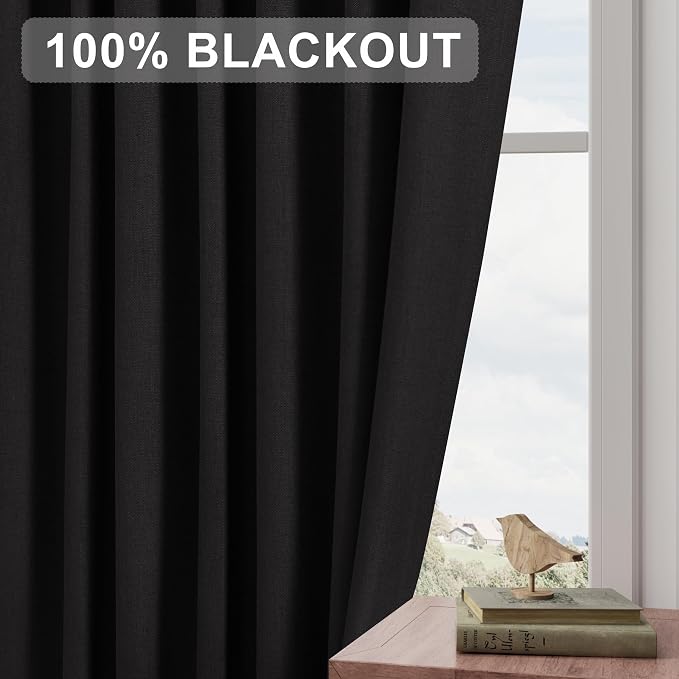 Joywell 100% Blackout Linen Curtains 84 Inches Long - Image 7