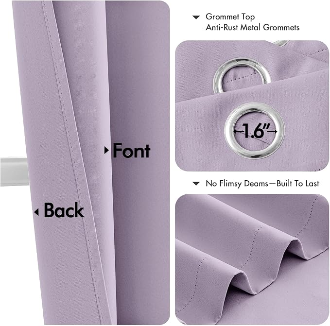 MIULEE Blackout Curtains for Bedroom 2 Panels 40 x 54 Inch Long Lilac | Thermal - Image 4