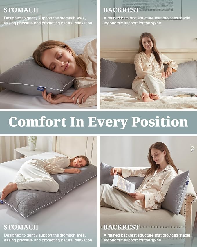 YZ HOME Long Body Pillow for Adults, Firm Body Pillow Shredded Memory Foam | - Image 5