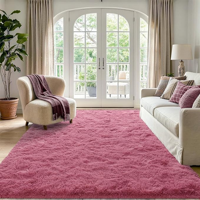 4x6 Blush Fluffy Soft Area Rug Non-Slip - Image 2