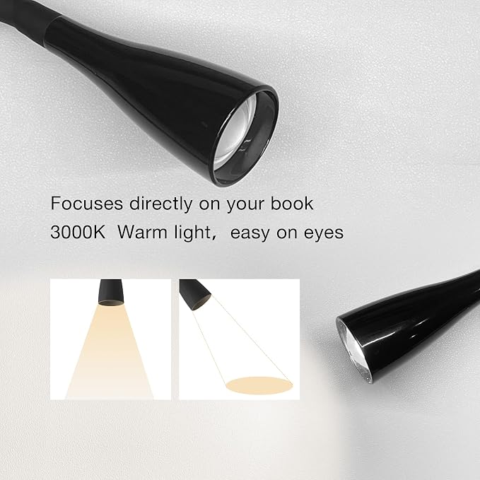 Book Light for Reading in Bed, Eye-Caring LED Reading Light, 360° Flexible Clip - Image 3