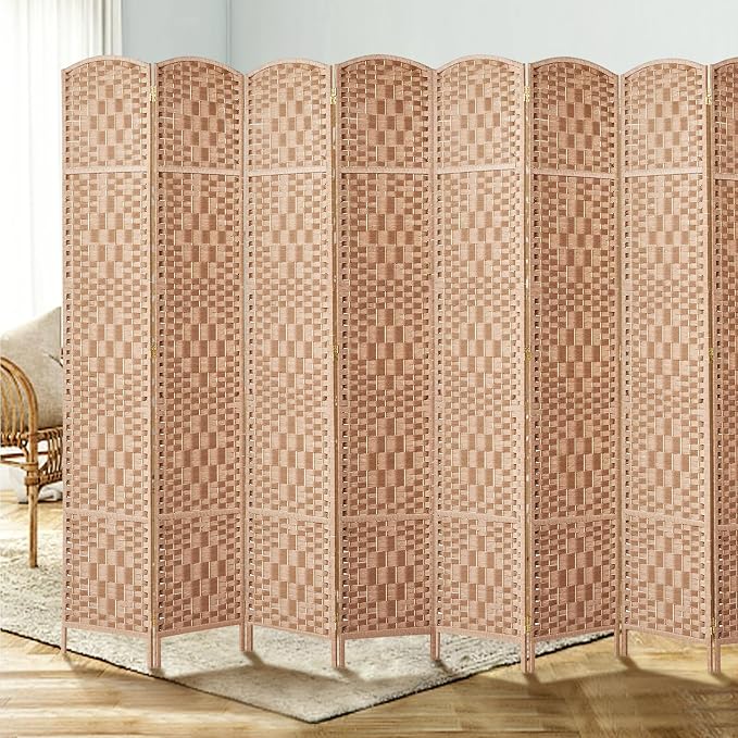 RHF Room Divider Panel, 8Panel Partition Room Dividers, Wall Divider, Natural | - Image 4