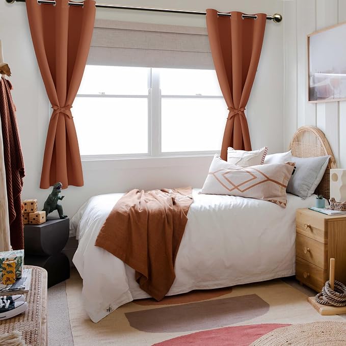 Fall Blackout Curtains for Bedroom 38 x 63 Inch Burnt Ochre 2 Panel | Thermal - Image 6